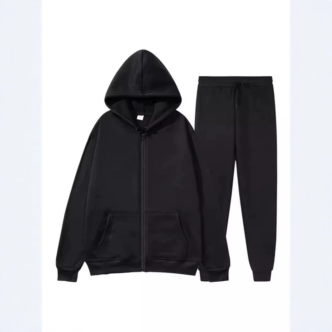 Jacket, comfortable autumn/winter men's zipper-lined fleece sports sweatshirt set, men's round hat with coat