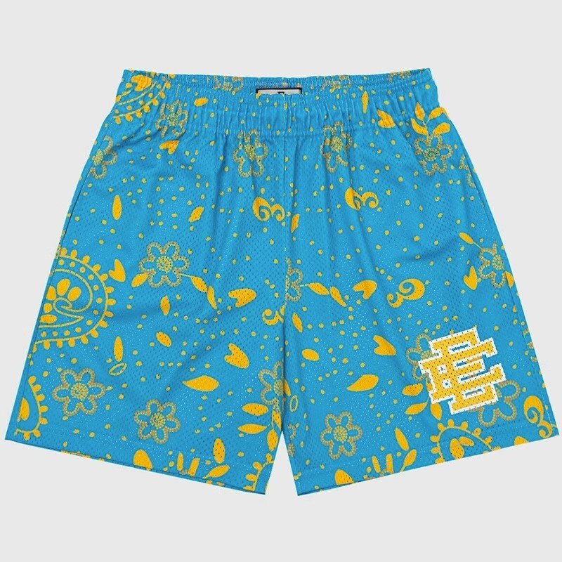 EE print shorts logo sweatpants mesh drawstring American shorts