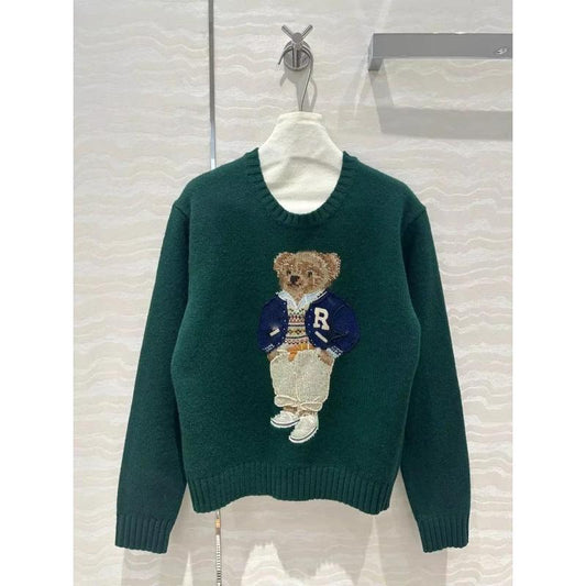 Cartoon Bear Letter Knit Sweater