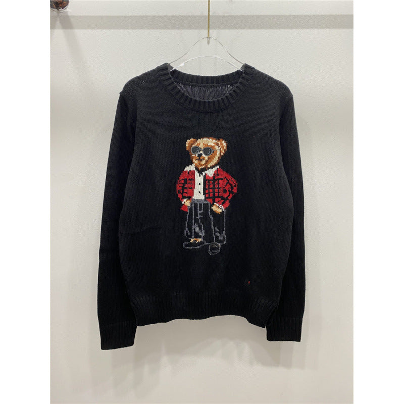 Cartoon Bear Letter Knit Sweater