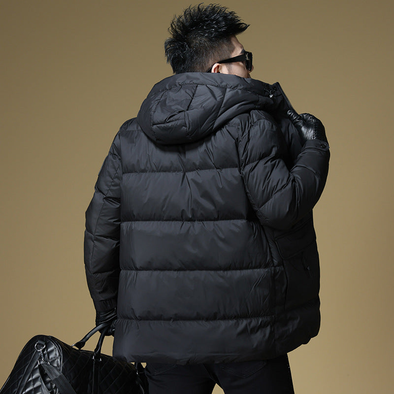 2024 Autumn and Winter down Jacket Men's Hooded Mid-Length 90 White Duck down Jacket Casual Warm Men's Windproof Loose Style