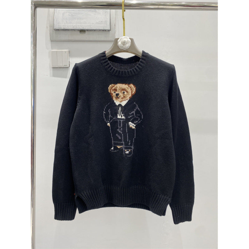 Cartoon Bear Letter Knit Sweater