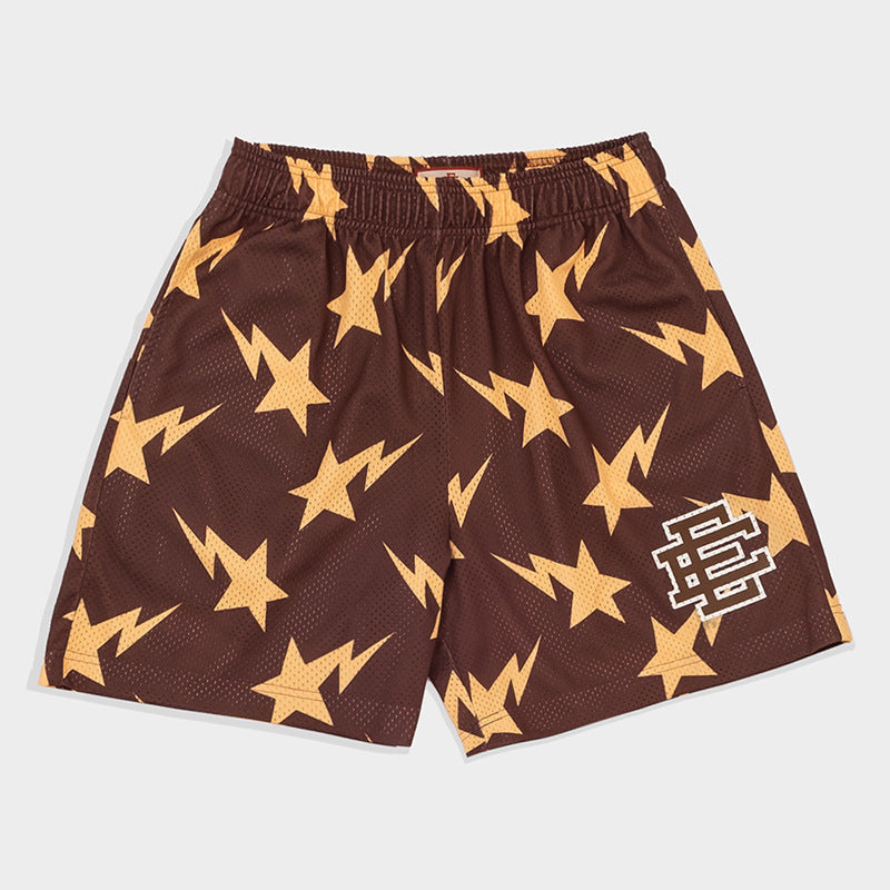 New American Shorts, Casual Shorts, Fitness Men's Muscle Sports, Cropped Pants, Tide Beach Pants, Mesh Breathable Shorts