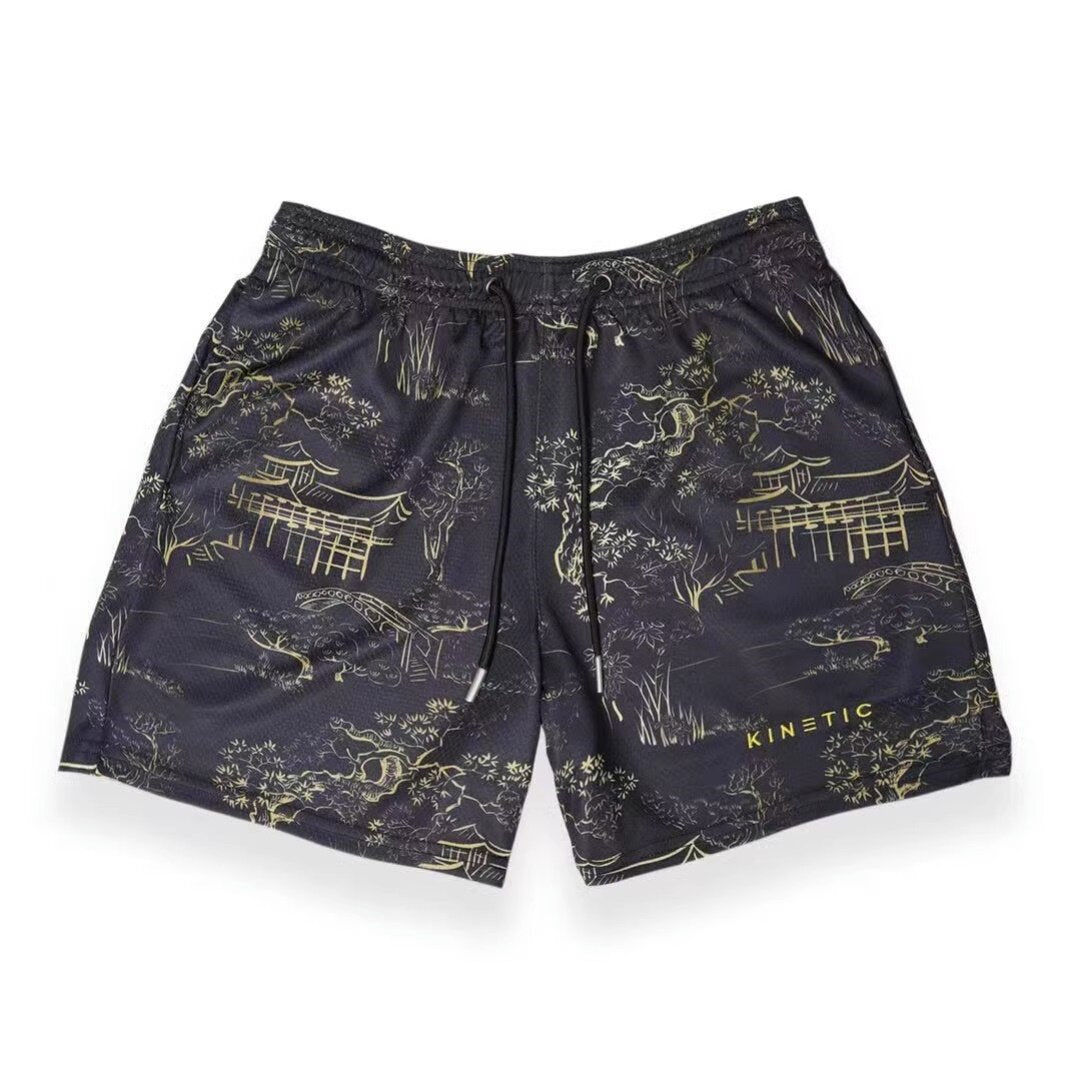 EE print shorts logo sweatpants mesh drawstring American shorts