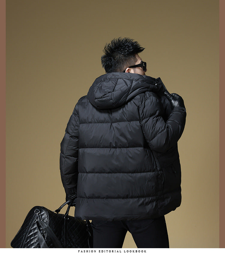 2024 Autumn and Winter down Jacket Men's Hooded Mid-Length 90 White Duck down Jacket Casual Warm Men's Windproof Loose Style