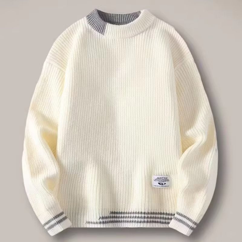 Sweater men's loose and lazy style, high-quality student jacket, winter thickened Japanese retro inner with men's knitwear