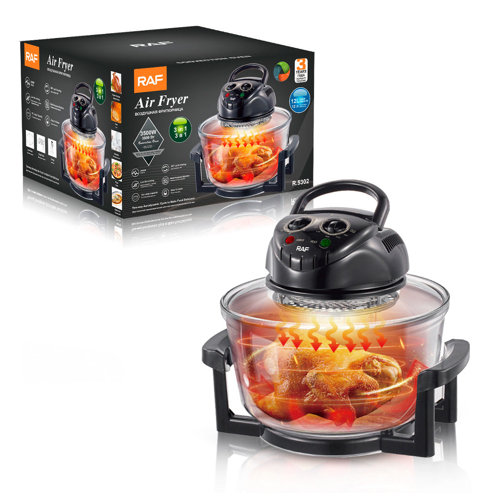 Smart air fryer 12L visual home multi-function light wave furnace glass fryer air furnace gift