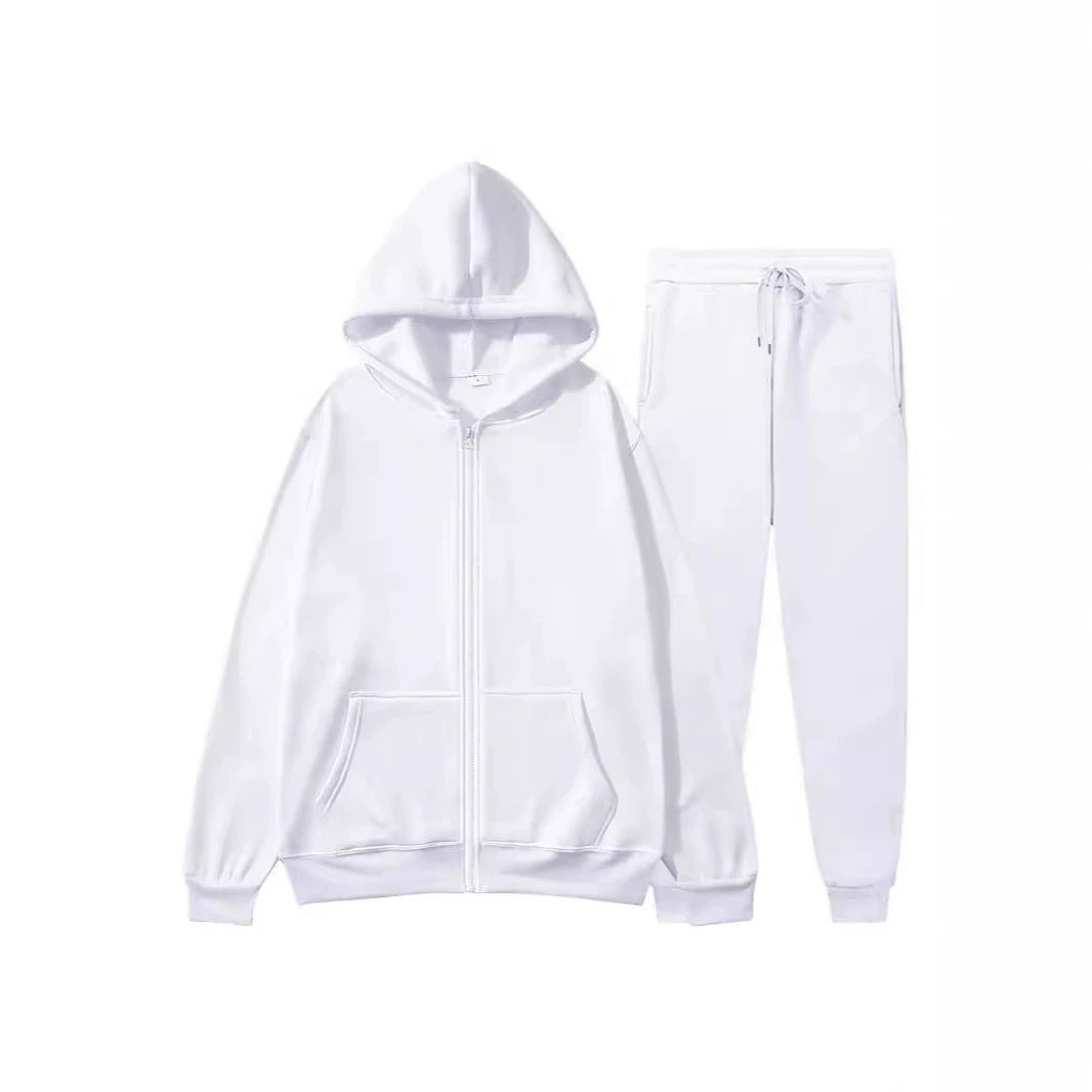 Jacket, comfortable autumn/winter men's zipper-lined fleece sports sweatshirt set, men's round hat with coat