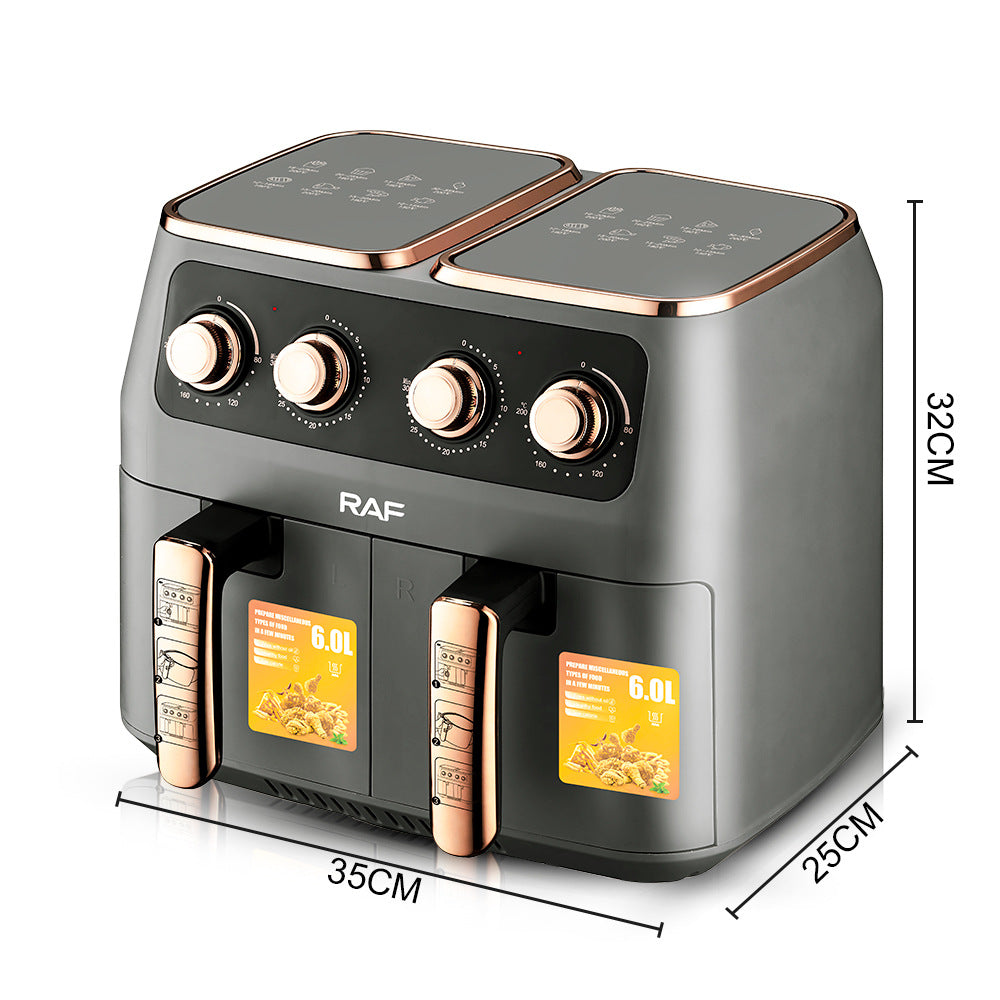 RAF European standard air fryer multi-functional home left and right double warehouse large capacity French fries electromechanical fryer