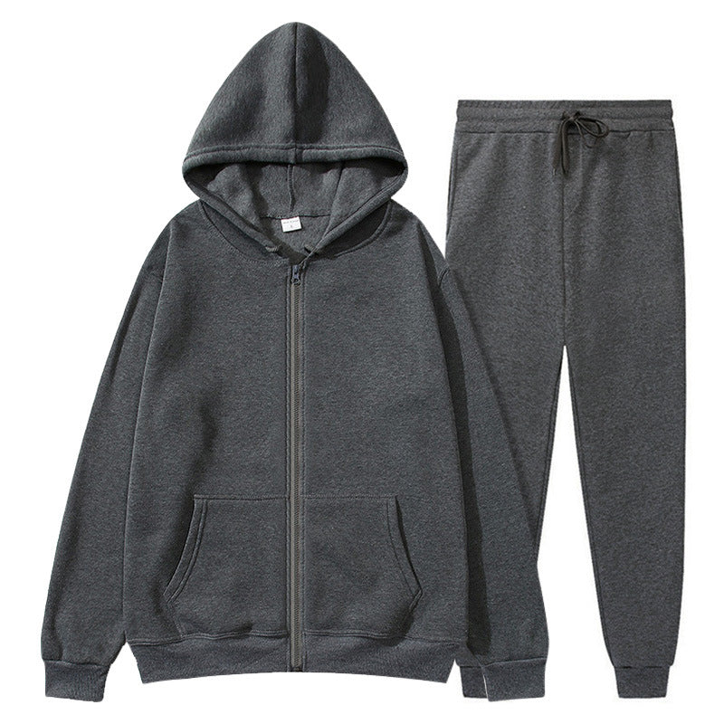 Jacket, comfortable autumn/winter men's zipper-lined fleece sports sweatshirt set, men's round hat with coat