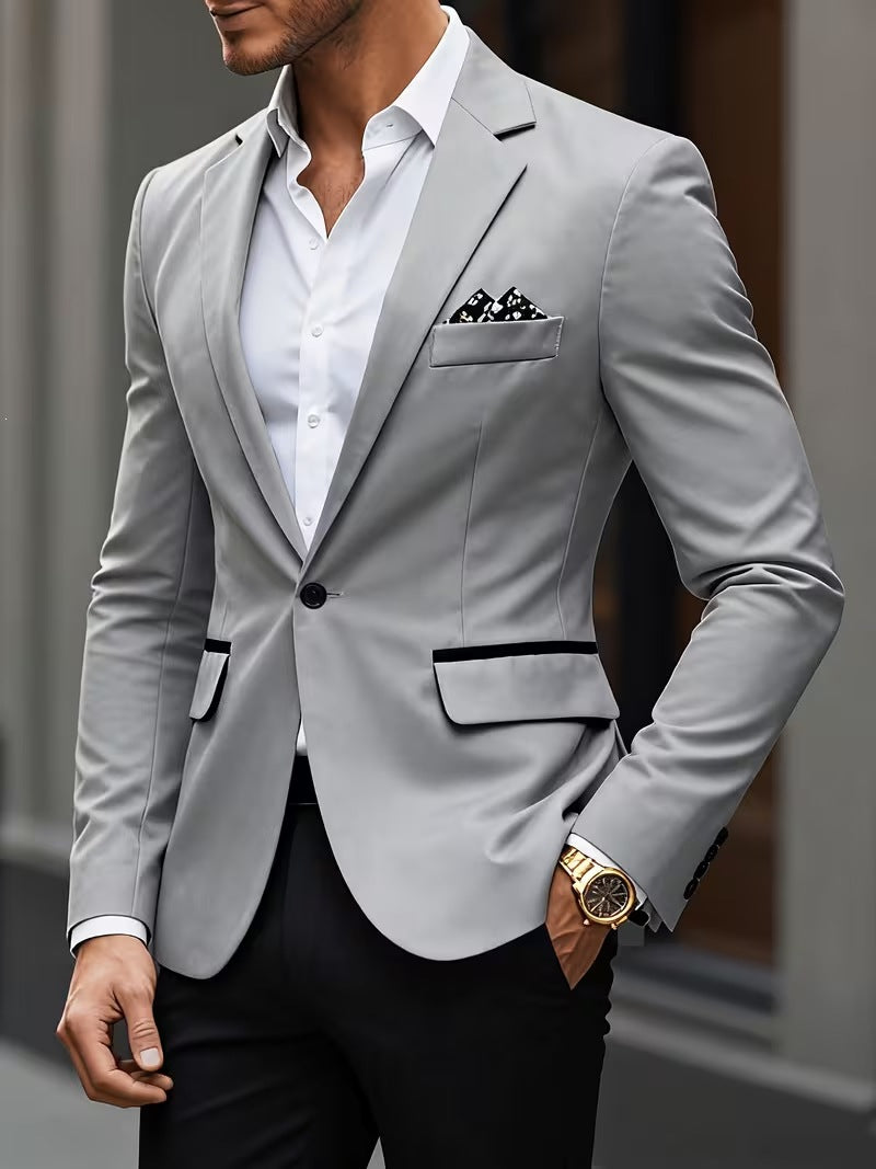 Euro code 2026 cross-border foreign trade single-breasted solid color blazer men's casual slim fit, patchwork suit top men