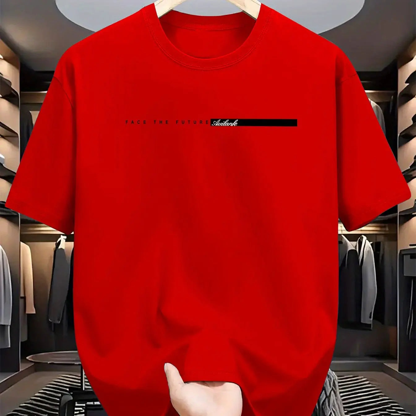 Men Short Sleeve Summer men's 100% cotton casual loose fit large letter print round neck short sleeved T-shirt top High Street Unisex style