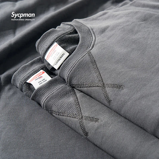 JUMPER Tight Match Heavy Inverted Triangle Loose Versatile Solid Cotton Vintage Autum Winter Long Sleeve Round Neck Sweater