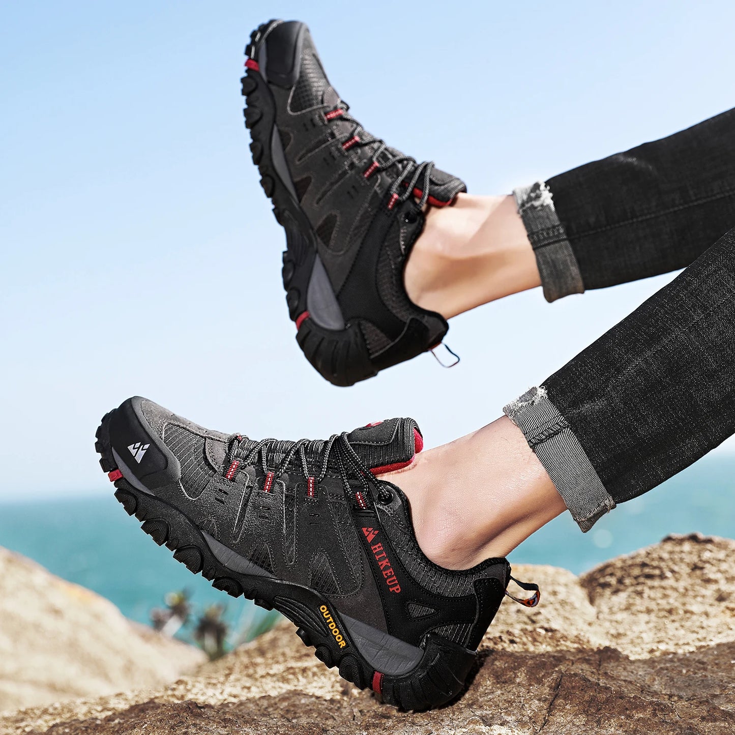 Sneakers Men's Hiking Shoes Suede Leather Outdoor Shoes Wear-resistant Men Trekking Walking Hunting Tactical Sneakers