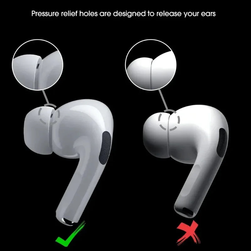 Soft Silicone Ear Tips for Airpods Pro 1/2 Gen Protective Earbuds Covers Noise Reduction Hole Ear-pads for Apple Air Pods Pro
