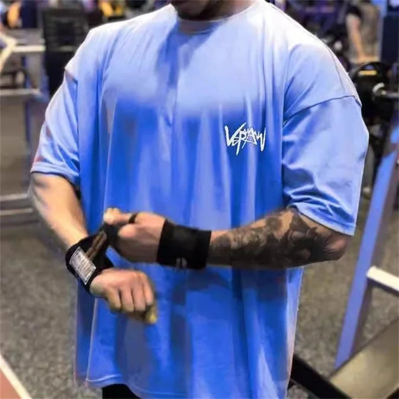 T-shirts Collar  sports  Oversize Cotton Summer Tee Training running shirt Man Streetwear Half Sleeve men T-shirt