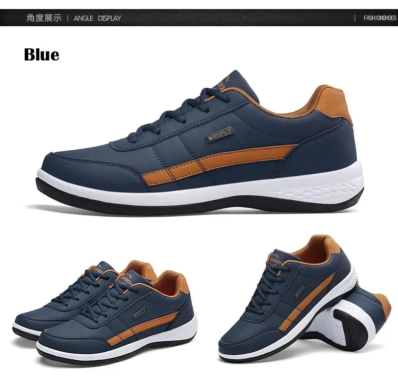 Sneakers Men Shoes Spring Autumn Waterproof Walking Sneakers Leisure Male Leather Sports Shoes Non-Slip Footwear Tennis for Men
