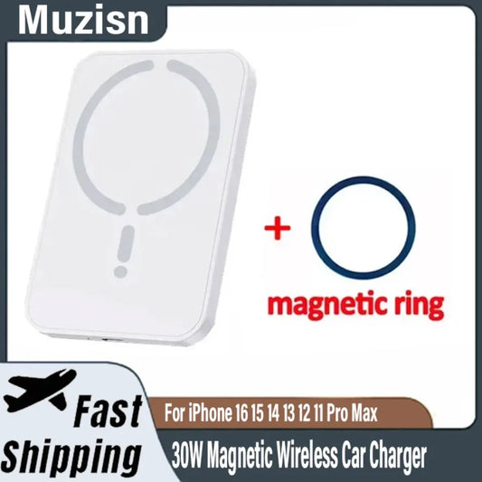 Car 30W Magnetic Wireless Charger Air Vent Clip Phone Holder For Magsafe iPhone 16 15 14 13 12 Pro Max Fast Car Charging Stand