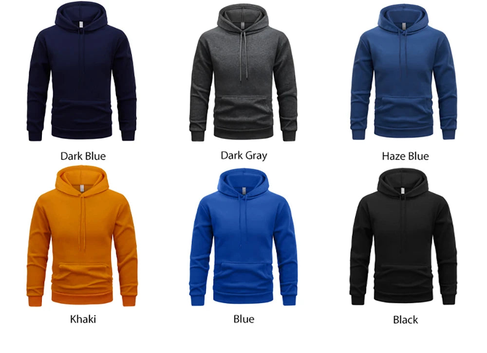 Autumn Solid Sweatshirts Unisex Street Comfy Sportswears Fleece Soft Hoodie Man's Fashion Warm Streetwear Casual Jogging Clothes