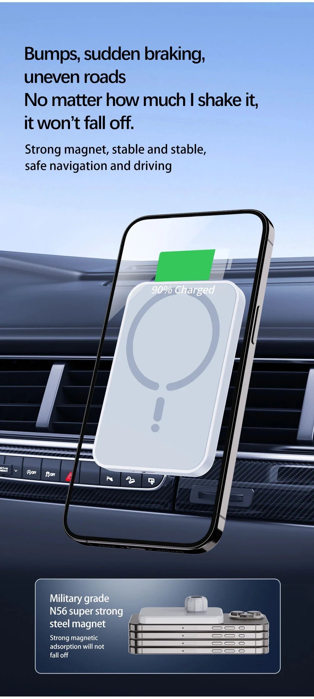Magnetic Car Wireless Charger For Magsafe iPhone 12 13 14 15 16 Pro Max Air Vent Car Phone Holder Stand Fast Car Charging