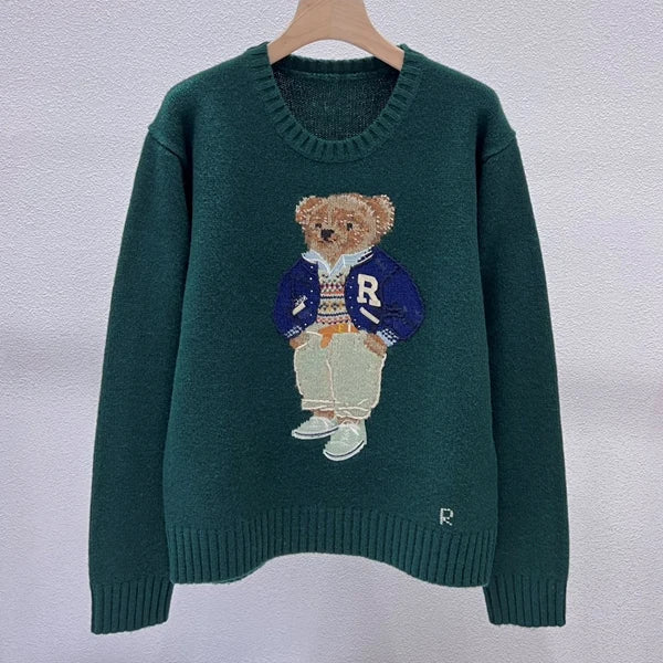 Camere Wool Knitted Long Sve Loose Briti Sle Sweater Autumn Winter round Ne Pullover Women's Faion