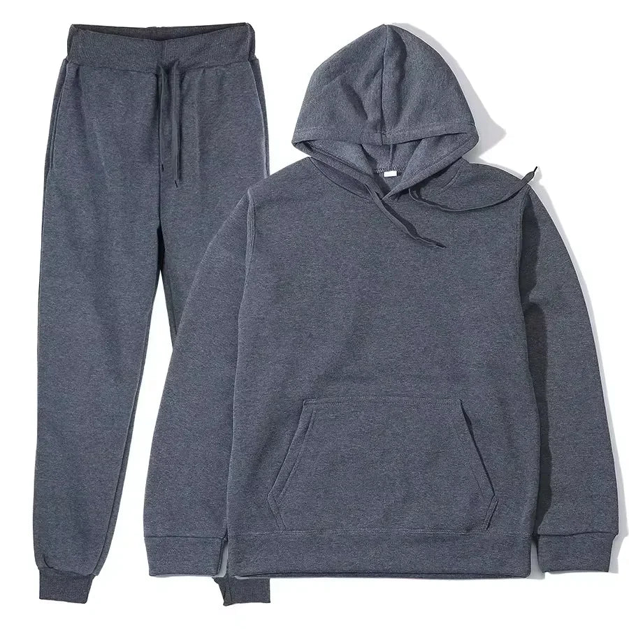Trend Casual Fashion Thickened Long-sleeved Sweater Pants Two-piece Cap Suit Men Women