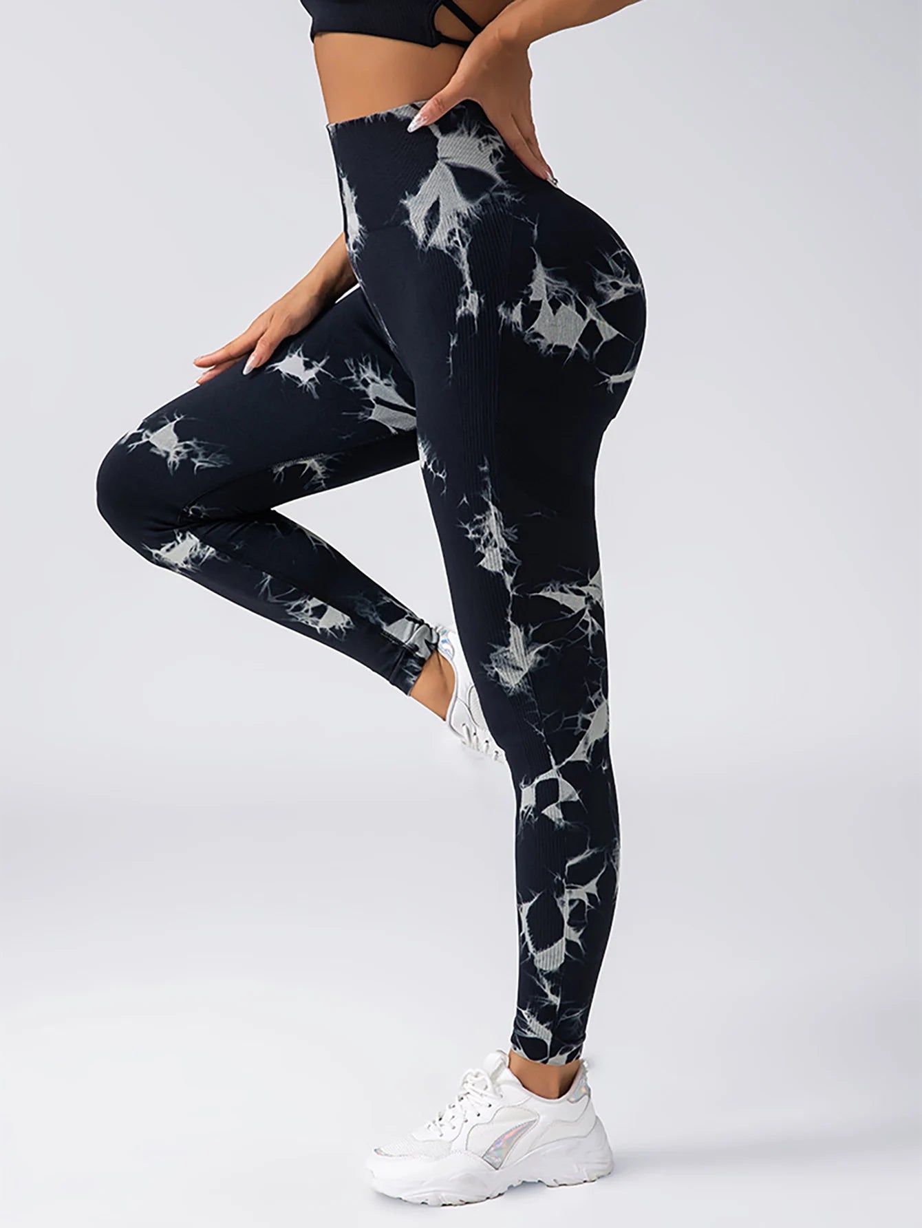 Leggings Tie Dye Seamless Leggings for Women High Waist Yoga Pants Scrunch Butt Lifting Elastic Tights Wide Waistband Sports Leggings