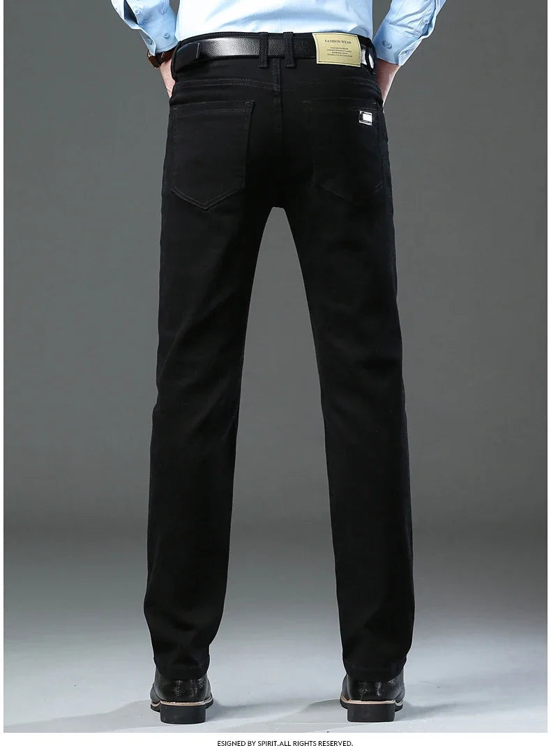 Men's Clothing Slim Jeans Fashion Brown Business Casual Stretch Denim Pants Male Brand Trousers