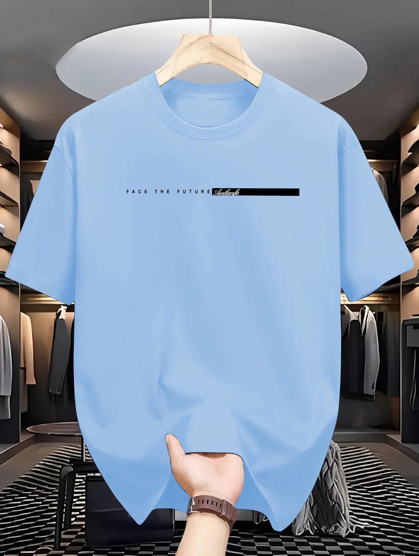 Men Short Sleeve Summer men's 100% cotton casual loose fit large letter print round neck short sleeved T-shirt top High Street Unisex style
