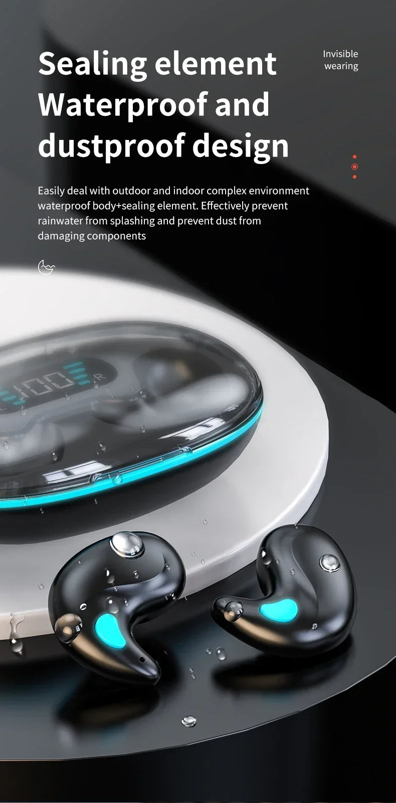NEW Invisible Sleep Wireless Earphones IPX5 Waterproof Headphones Mini Sport Game Bluetooth Stereo HIFI Music Headset Earbuds