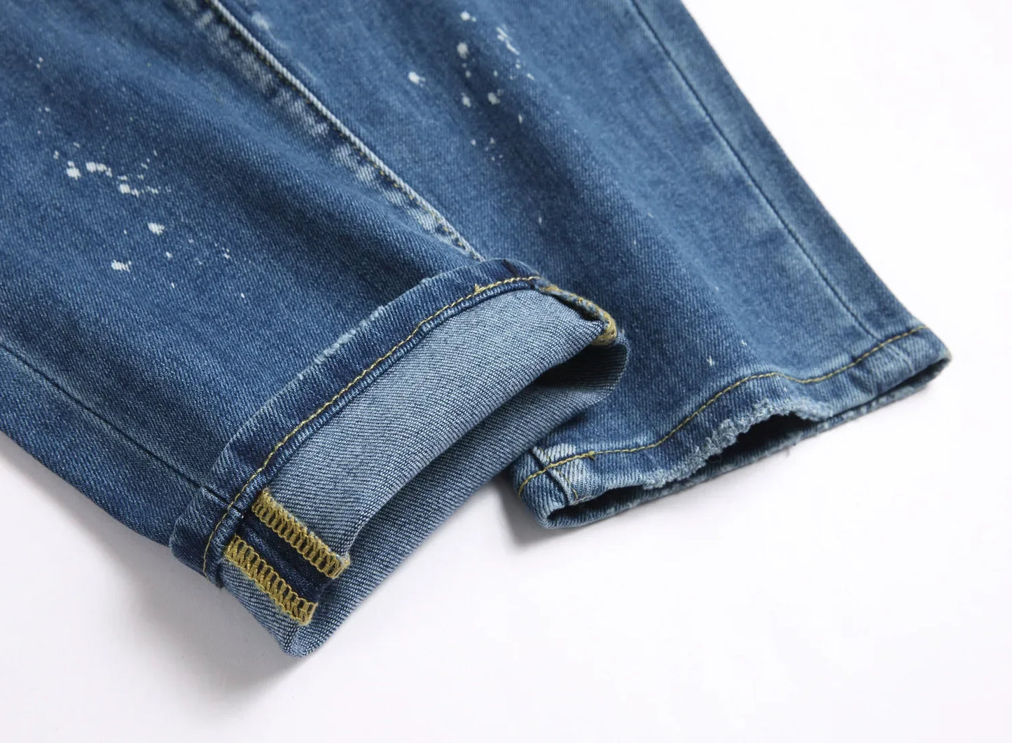 Men's Ripped Jeans Luxury Brand Light Blue Holes Long Trousers Quality Male Fashion Stretch Slim Pants Men Skinny Jeans