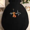 Violin with heartbeat cardiogram  women's casual hoodies