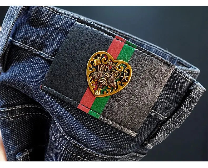 Men's Printed Design Street All-Match Casual Soft Stretch Quality Men's Clothing Skinny Trousers