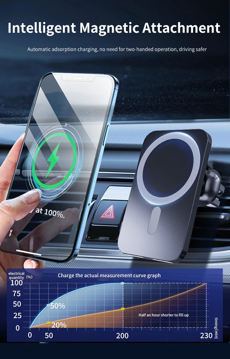30W Magnetic Wireless Car Charger For MagSafe iPhone 16 15 14 13 Pro Max Xiaomi Samsung Xiaomi Air Vent Clip Phone Holder Stand