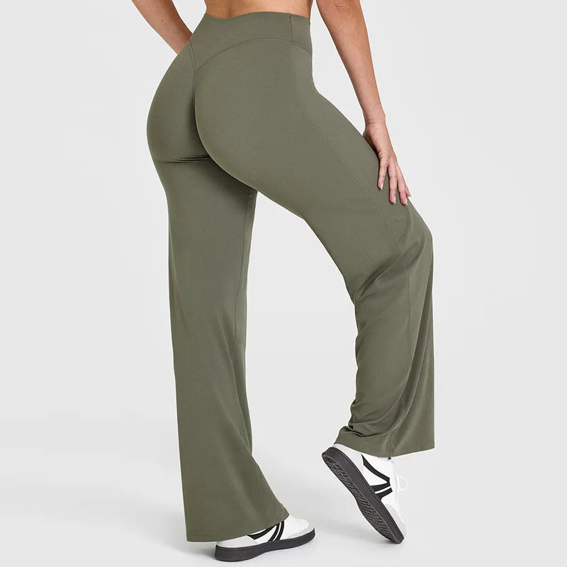Leggings Straight Leg Bottoms For Women Soft Breathable Without Awkward Leggings Ties Yoga Wide-Leg Sports Pants