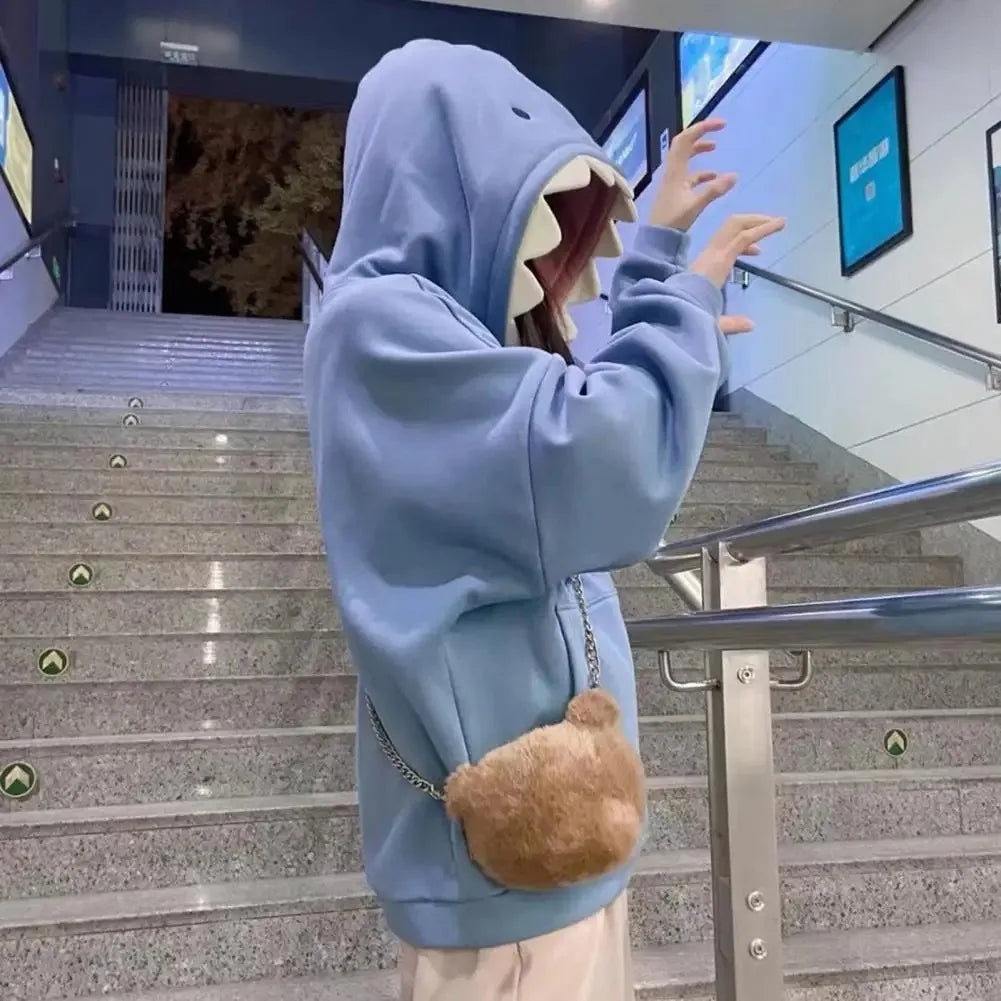 Hoodies Women  New Funny Shark Patchwork Hoodies Men and Women Kawaii Sweatshirt Fashion Casual Pullover School Oversized Clothes