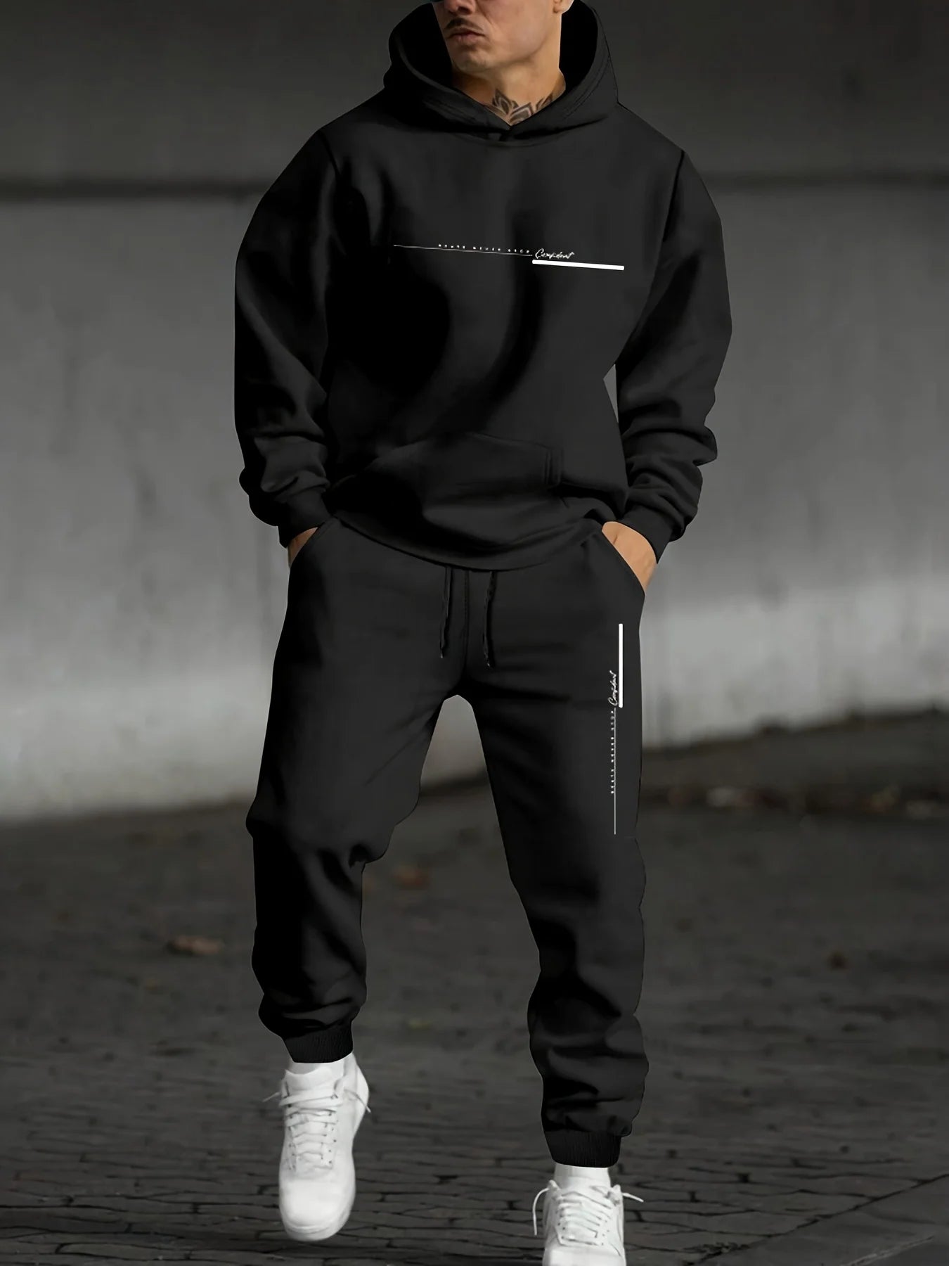 Men's Fall Printed Hoodie and Jogger Set - Perfect for School Start Season men clothes tracksuit mens clothes funny suit