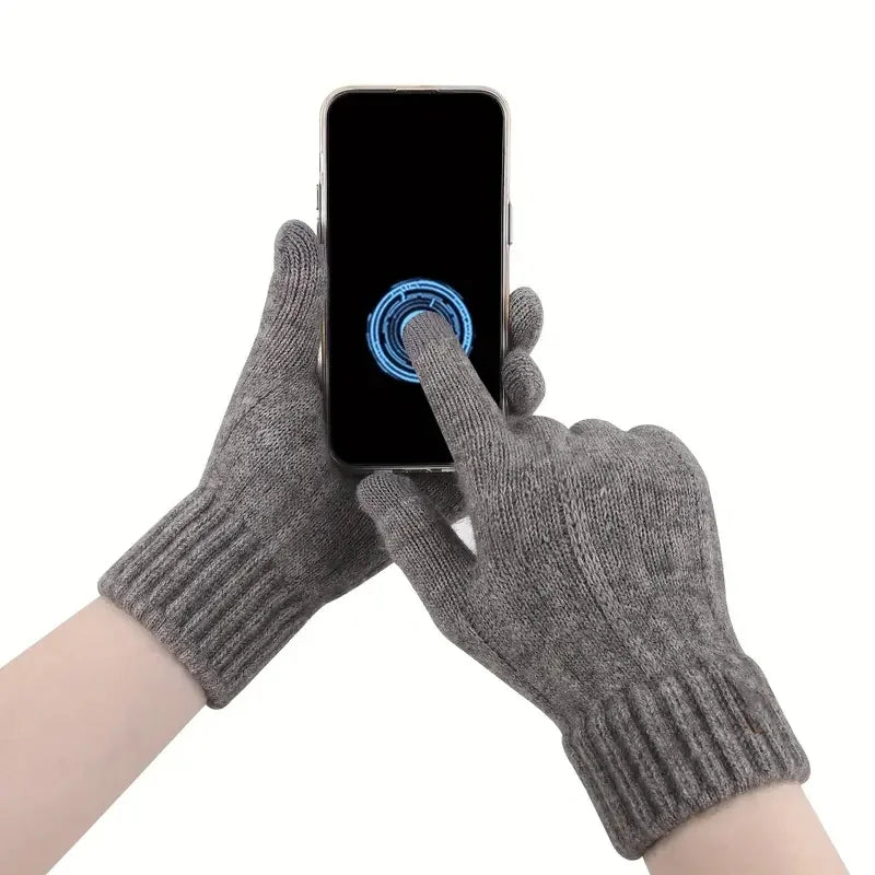 Warm Gloves Touchscreen Unisex Knit Finger Gloves Machine Washable Ideal for Travel Cycling Sports