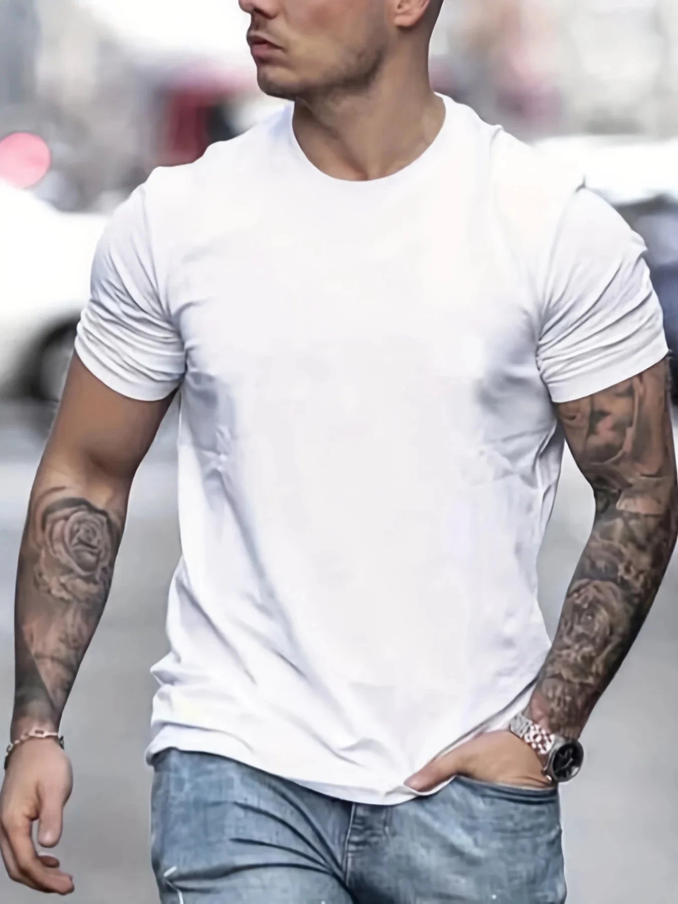 Men Short Sleeve cotton summer loose PARIS Creative Letter print casual slim fit round neck short sleeved T-shirt top