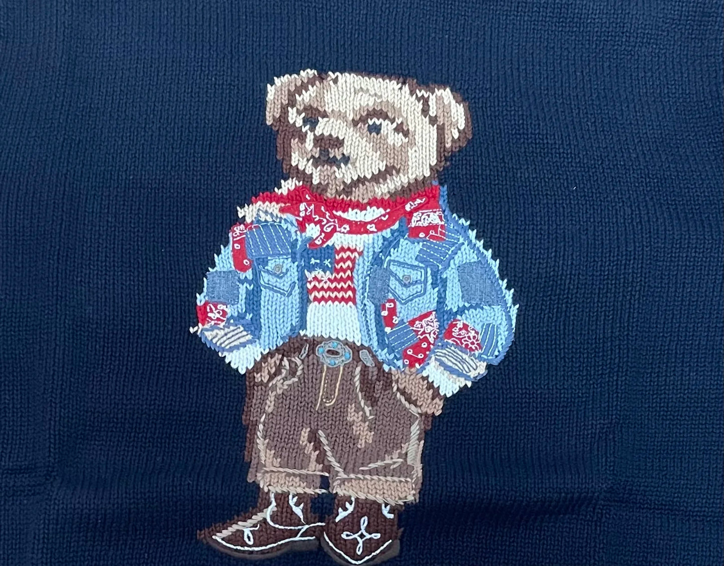 Embroidered loose Women's Knitted Sweater Pure Cotton Cartoon Bear High Quality Autumn and Winter Sweater Christmas Atmosphere