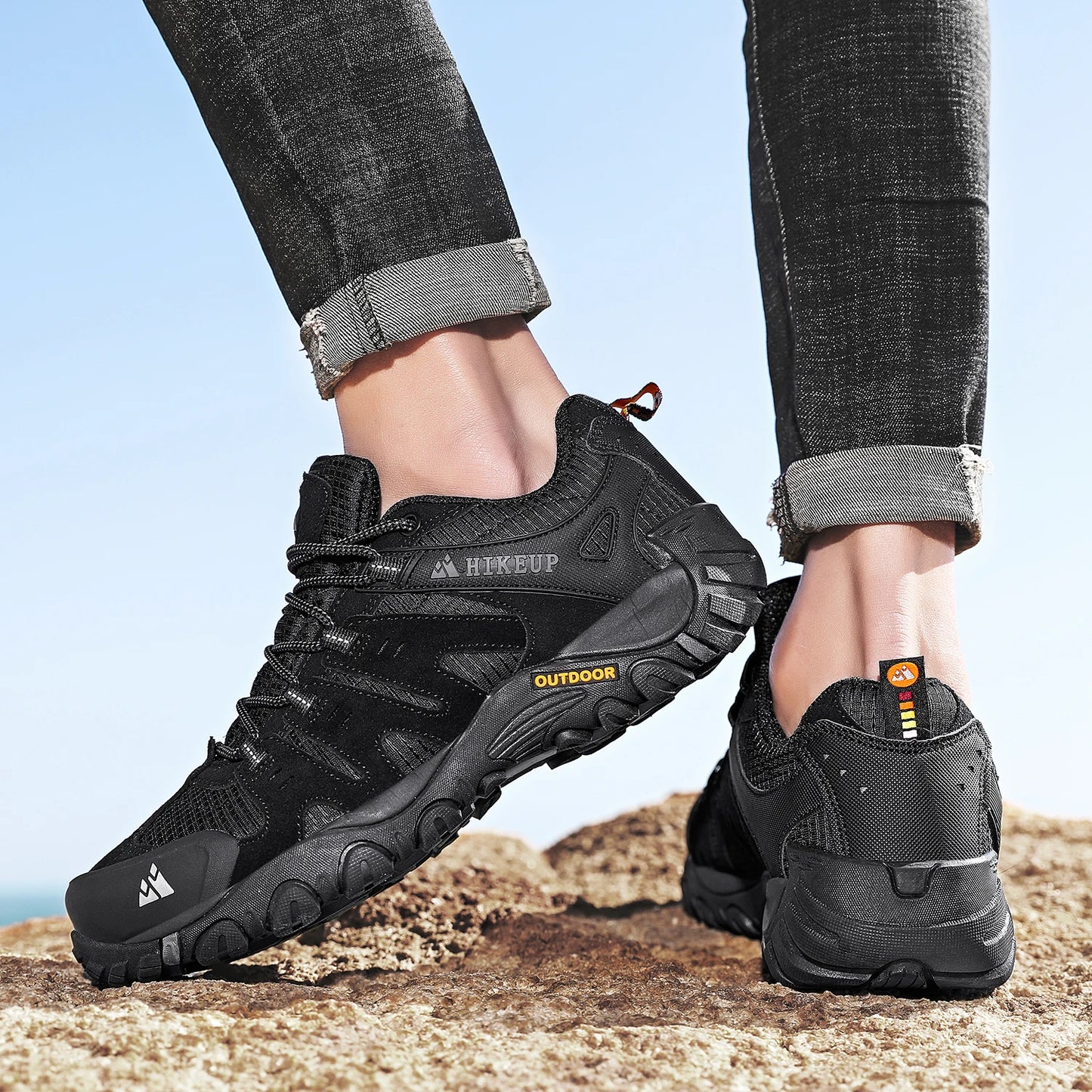Sneakers Men's Hiking Shoes Suede Leather Outdoor Shoes Wear-resistant Men Trekking Walking Hunting Tactical Sneakers
