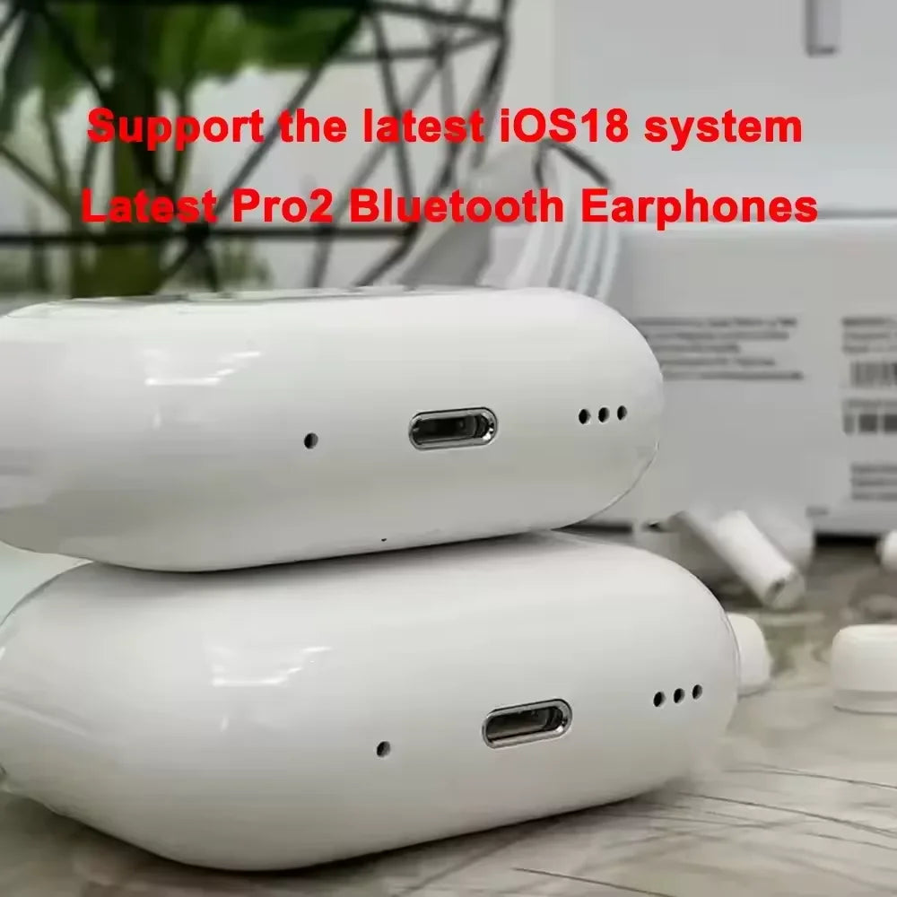 NEW IOS18 ANC Pro 2 Wireless Bluetooth Earbuds Active Noise Cancellation Gaming Handfree Headset Earphone USB-C Type Cable