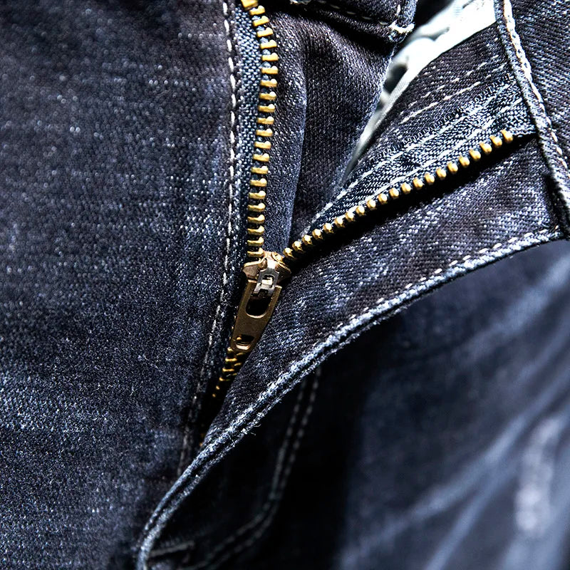 Men Slim-fit Denim Pants Cotton Korean Style Fashion Elasticity Versatile Blue Black Men's Clothing