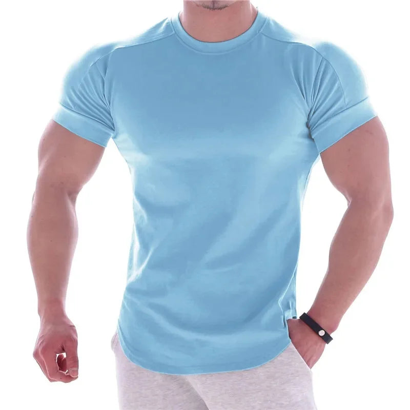 T-shirts  Men Gyms Short sleeve Fitness T-shirt Male quick-dry Workout Outdoor tight Tees Tops Men sportswear