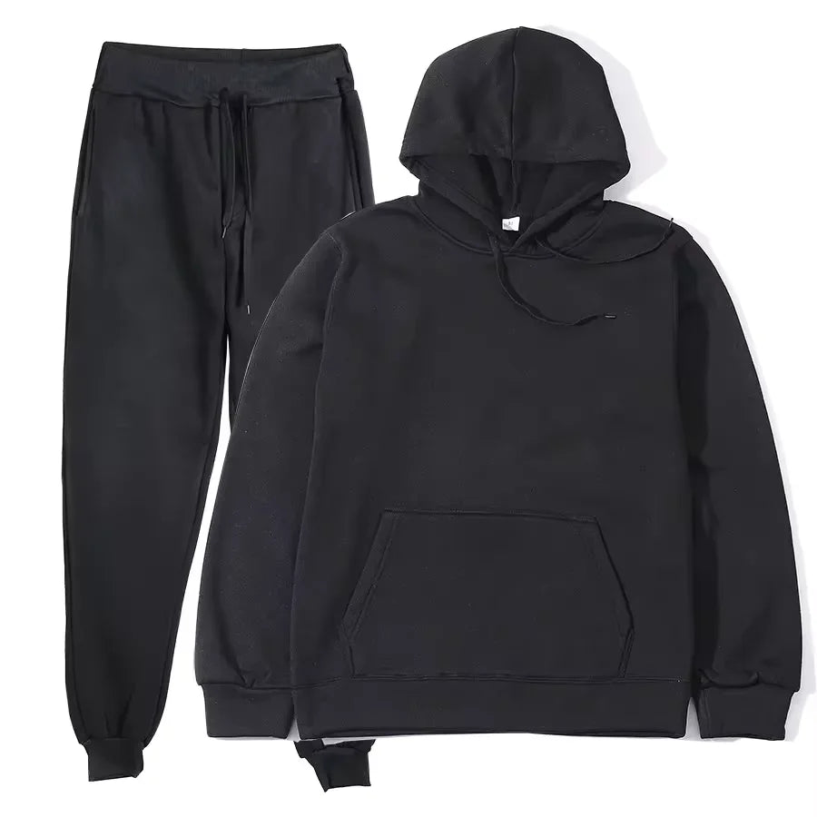 Trend Casual Fashion Thickened Long-sleeved Sweater Pants Two-piece Cap Suit Men Women