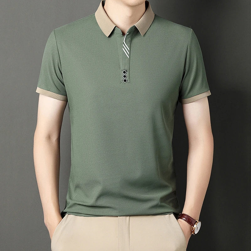 Polo Men's Solid Color Casual Fashion Short Sleeve Polo Shirt Summer Comfortable Top for Business And Leisure