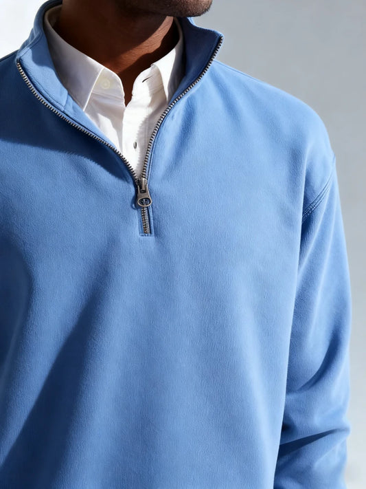 Men Casual Fleece Sweatshirts Tops Men Sport Classic Stand Collar Sweatshirts Men’s Quarter Zip Hoodie Basic Pullover M-3XL