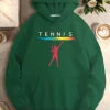 Red tennis player silhouette  women's casual hoodies