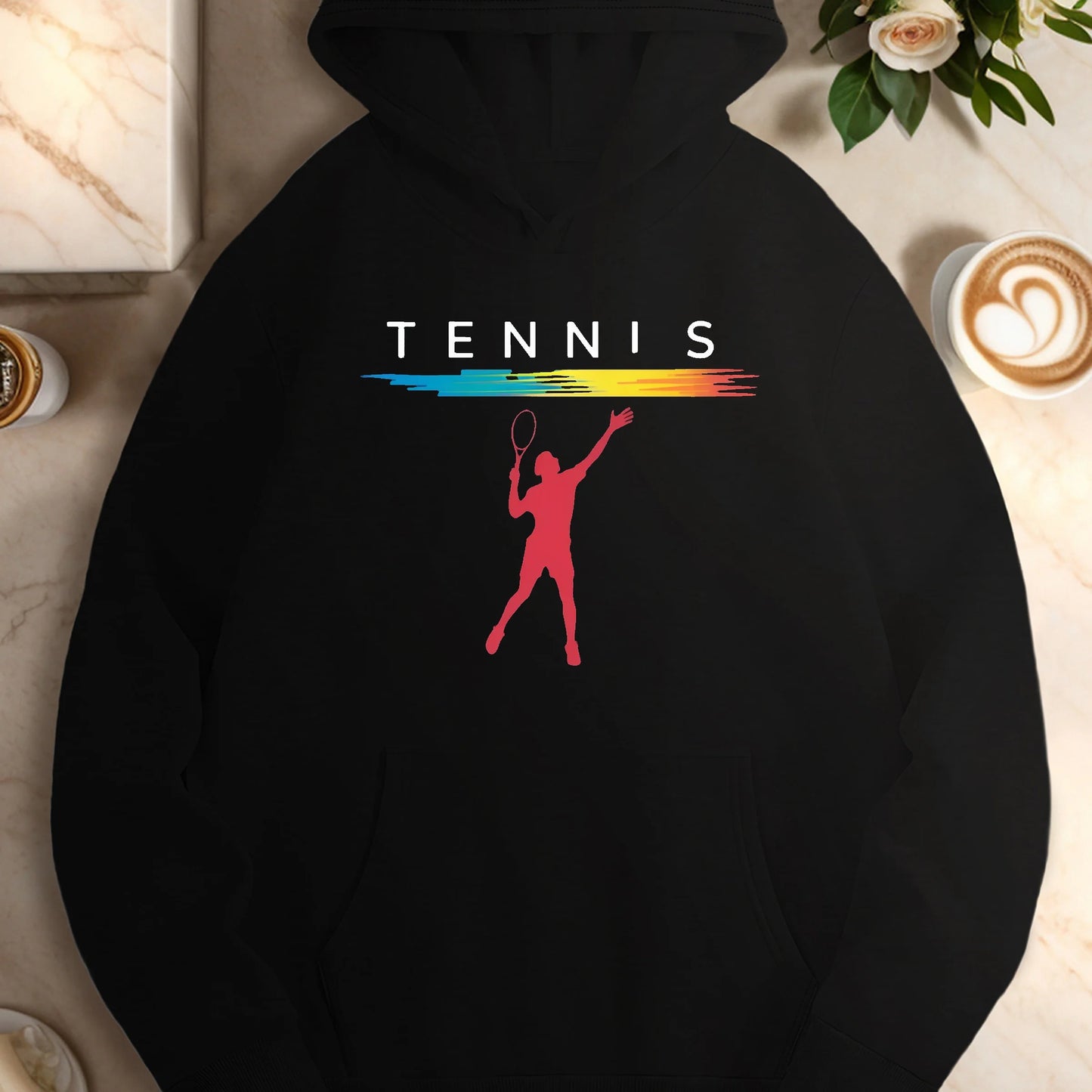 Red tennis player silhouette  women's casual hoodies