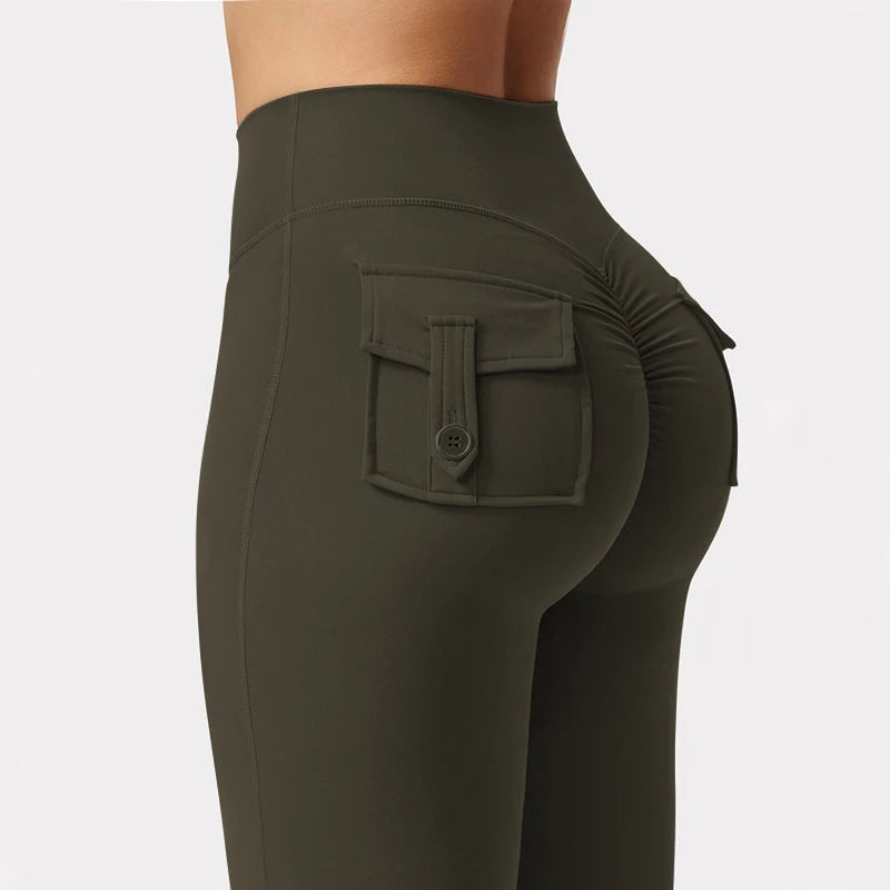 Leggings Wide Leg High Stretch Yoga Leggings Naked Feeling Compression Fitness Workwear with pockets Yoga Pant ﻿